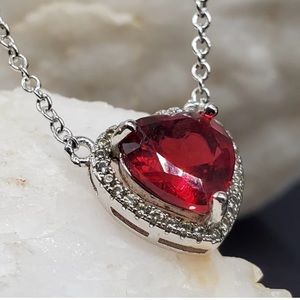 Classic Heart Platinum Plated Necklace Pendant, 16”